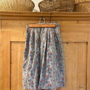 Vintage Floral Blue and Gray Women's Skirt
